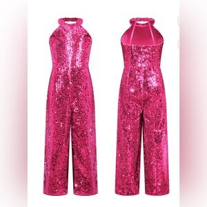 Girl’s Pink Sequin Jumpsuit